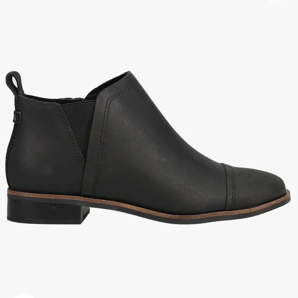 TOMS size 7.5 black leather Reese Bootie - Picture 2 of 8